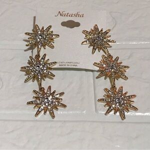 Natasha Pavé Crystal Triple Star Drop Earrings